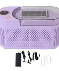Compact Counter Ice Maker Cranks Out Eight Chill Cubes Quick And Slick Lil Build Nestles Easy On Kitchens Or Car Dashboards With Smooth Dual Voltage Hookups For Roommates And Road Trips, purple body with accessories.