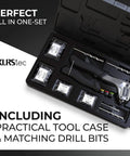 Pro Rivet Gun Kit With 120 Pop Rivets And 4 HSS Drills For Quick, Easy Blind Rivet Fixes, tool case with drill bits and compartments