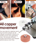 Compact Electric Bench Sander With Adjustable Speed Polisher And Knife Sharpener showing all copper motor and tool use.