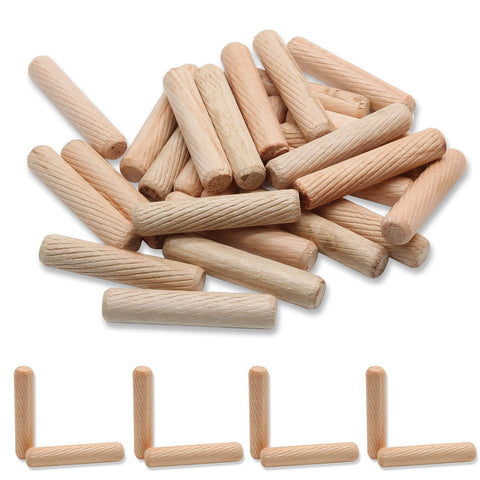 Wood Dowel Pins Set 100 Pack 10mm X 50mm Beveled Fluted Hardwood Dowels Kiln Dried Eucalyptus For Craft Projects Pro-Grade Durable Dowel Pegs