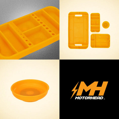Silicone Tool Tray Set 4 Piece Magnetic Non Slip Anti Scratch Heat Resistant Up To 248F 120C Non Conductive Anti Static Orange