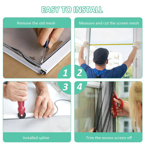 No Sweat DIY Trim To Fit Window Screen For Sliding Doors And Patios And Pet Proof Anti Mosquito Mesh That Keeps Nasty Bugs At Bay installation steps.