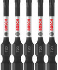 Torx Size 20 Impact Tough Screwdriving Bits 2 Inch, 5 Pack For Heavy Duty Impact Drivers, Xtended Torsion Zone, black design