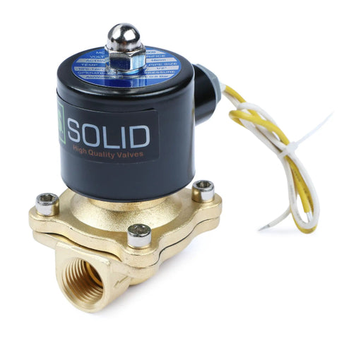 Heavy Duty Brass Electric Solenoid Valve Half Inch 110V AC Normally Closed With Viton Seal for Air Gas Fuel and Oil, black coil