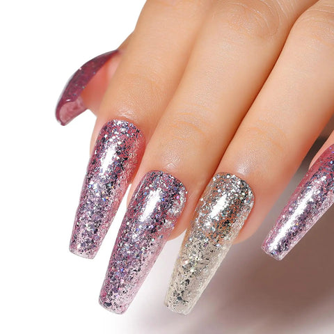 Gel Nail Polish Kit Set 6x8ml Soak Off UV LED Hema Free Glitter Colors Red Green for nail art DIY mani with long lasting shine