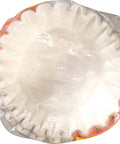 Pack of Junior Basket Coffee Filters White 100 Count For Four To Six Cup Makers shown in plastic packaging, top view