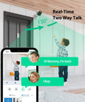 Outdoor and Indoor Security Camera With Spotlight and 1080P WiFi Surveillance system with 2-way audio installed at a front door.