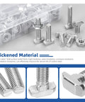 120 Pcs M8 T Slot Drop In Bolts With Hex Flange Nuts Hammer Head T Bolts In 16 20 25 30 35 40 Millimeter T Shape