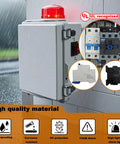 Upgraded Septic Control Panel With Alarm And Float Switch 110 dB Audible With Flashing Lights pump panel, gray IP67 enclosure, outdoor use