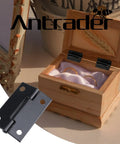 Heavy Duty Folding Hinge For Cabinets And Closet Doors, 1-1/2 Inch, Matte Black Iron Hardware with jewelry box in background