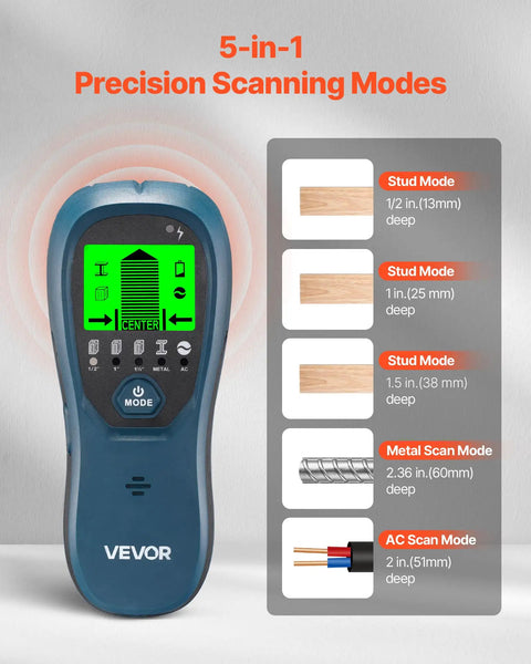 Rock Solid Stud Finder Wall Scanner With Smart Sensor And Hd Lcd Display Dead Accurate Locator For Wood Joists Ac Wires Metal Pipes And Hidden Obstacles Super Handy For Diy Projects No Guesswork Needed Blue Finish