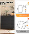 Black Modern 3 Drawer Dresser For Bedroom And Living Room with anti-tipping design features, preventing accidental toppling.