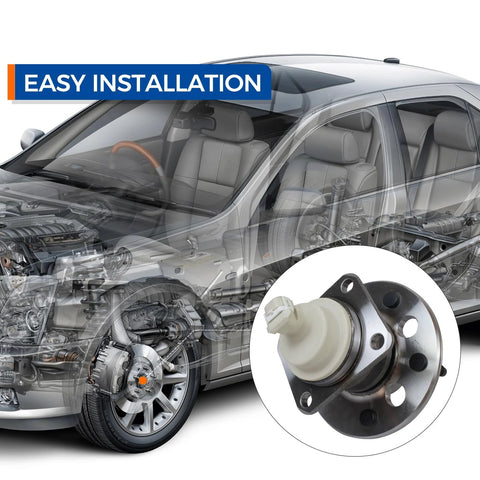Image showing installation of Rear Wheel Bearing Hub Assembly 512150 With ABS, 5 Lug, FWD in GM vehicle cutaway view