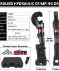 Hiedmeil Upgraded 120KN Electric Hydraulic Cable Lug Crimping Machine Rechargeable Terminal Pliers with LCD and accessories.