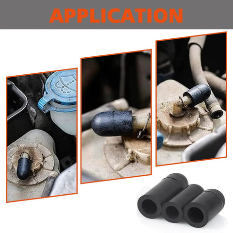 Application of Assorted Rubber Vacuum Cap Kit for automotive hoses and vacuum lines showing different uses on engines.