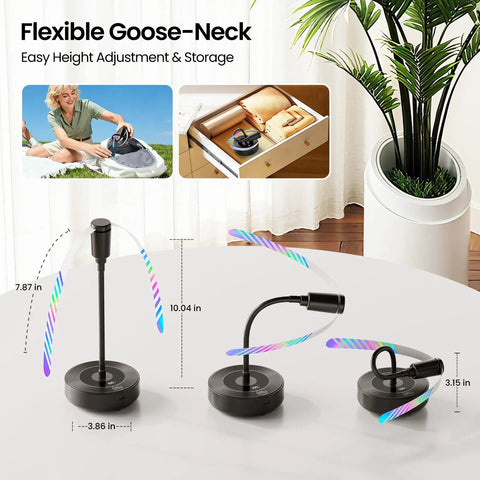 Portable Tabletop Fly Fans 4 Pack With 2000mAh Rechargeable Battery Power, Runs Up To 20 Hours And Features LED Battery Display