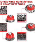 Four And One Half Inch Angle Grinder Wire Wheel Set With Six Packs Including Three Inch And Four Inch Cup And Wheel Brushes