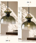 Tribesigns 11" Modern Pendant Lighting with Gradient Green Glass Shade, oversized dome pendant on display.