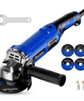 Beefy Four And A Half Inch Angle Grinder With 1000W Motor And 7 Variable Speeds Reaching Up To 11,500 RPM Paddle Switch With Lock On