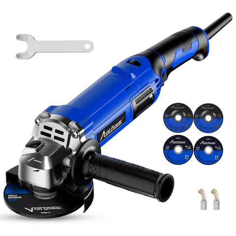 Beefy Four And A Half Inch Angle Grinder With 1000W Motor And 7 Variable Speeds Reaching Up To 11,500 RPM Paddle Switch With Lock On