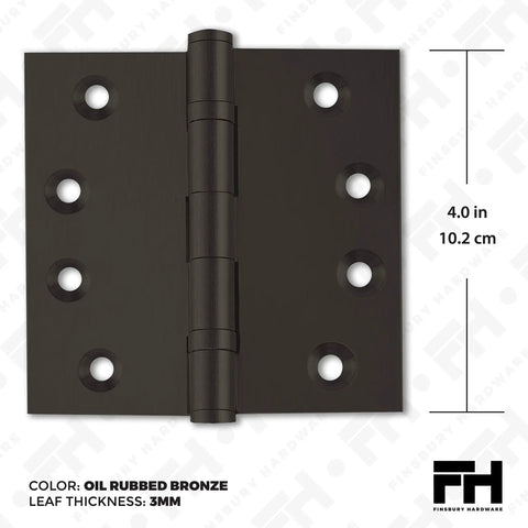 Heavy Duty Ball Bearing Door Hinges 4x4 Inch Solid Brass In Oil Rubbed Bronze With Decorative Screw On Tips Included Set Of 6 detail