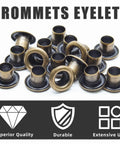 Close-up of One Eighth Inch ID Brass Grommets Eyelets 200 Pieces Metal Grommet Kit for DIY projects, featuring superior quality.