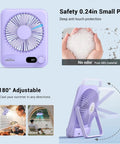 Purple Portable Desk Fan With 5000mAh Battery Delivers Up To 25 Hours Of Quiet All Day Breeze For Office Sleep Travel And Camping