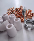 66 Piece Plasma Cutter Consumables Kit For PT 31 JG 40 LG 40 Torches With 15 Electrodes, 30 Nozzles, 5 Shield Cups, 15 Swirl Baffles