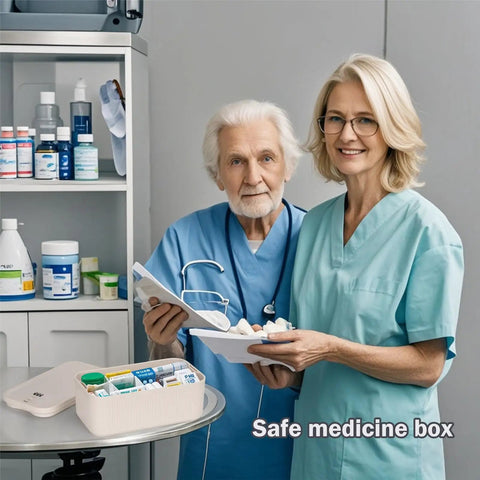 Doctors examining Lockable Storage Box With Dial Lock For Medicine, Phone And Small Essentials, Compact Cream Lockbox