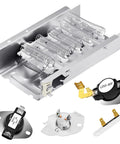 Dryer Heating Element Replacement For Kenmore Maytag Amana Estate Cabrio Bravos Admiral Inglis KitchenAid Magic Chef JennAir Easy Install And More 279838 Compatible Part 3403585 W10724237 3398063 3398064 8565582 kit with coils and thermostats visible