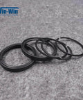 Water jet T-seal set for piston assembly; close-up view, black rubber seals, 6 pieces, Win-Win