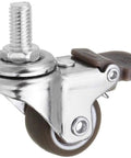 Premium Silent Tpe Furniture Casters Featuring Universal Swivel Brakes And Slick One Inch Rollers For Easy Diy Swap Tough As Nails Sixty Kilogram Capacity Zero Noise Smooth Cruise Heavy Duty Replacement Parts close-up of a brown TPE caster wheel with swivel brake and metal mount.