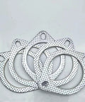 Five silver perforated 3-inch exhaust gaskets for muffler flange/manifold connections