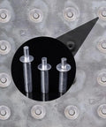 Hardcore Aluminum Hammer Drive Expansion Rivets 10 Pack Heavy Duty Tapping Screw Fasteners With Countersunk Nail Heads Dead Nuts 6.4X30Mm Knock In Bolts For Serious DIY Grind on a metallic surface.