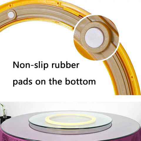 Swivel Base Turntable With Non Slip Pads, Smooth Rotating Bearing for glass granite or wood surfaces, showing no slip rubber pads