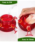 6 Oz Glass Hummingbird Feeders For Outdoors Hanging 2 Pack Mason Jar Style With 4 Realistic Silicone Flower Ports Perches Easy To Clean Refill Red For Gardens And Patios