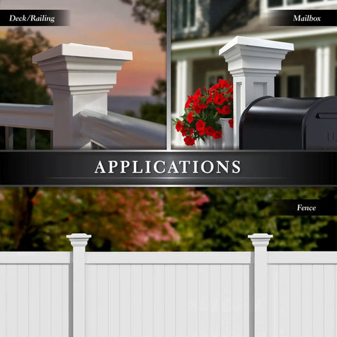 Regal Solar Post Cap 4x4 White With Warm And Cool LED Light Modes on deck railing and fence applications