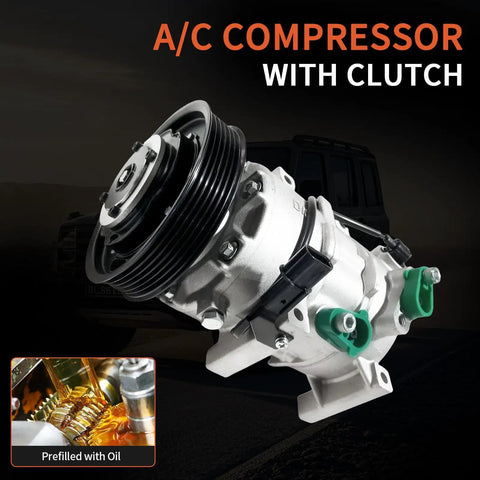 Heavy Duty AC Air Conditioner Compressor With Clutch For Hyundai Accent 2012 To 2017, prefilled with oil, six groove pulley.