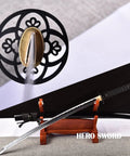 Handcrafted Practice Katana With Full Tang Blunt Blade For Dojo Training Safe Aluminum Steel Blade White Hamon Detail