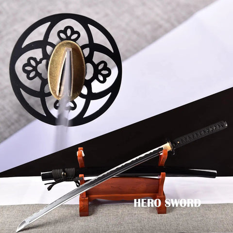 Handcrafted Practice Katana With Full Tang Blunt Blade For Dojo Training Safe Aluminum Steel Blade White Hamon Detail