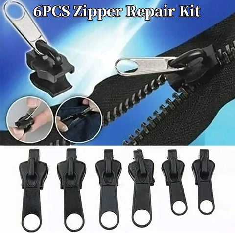 6 Pack Black Zipper Sliders Pullers Repair Kit For Coats Jackets And Luggage Instant Fix Zipper Set Replacement Fasteners