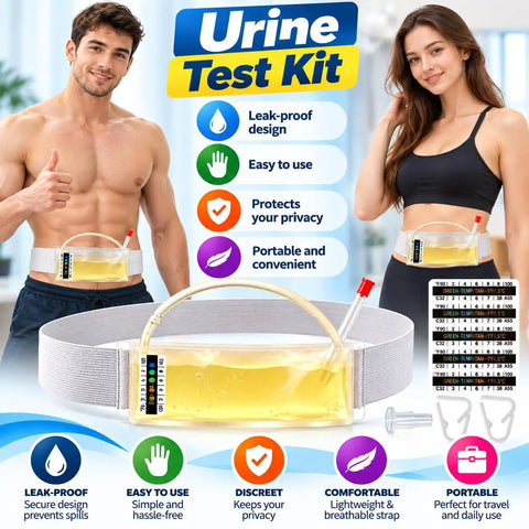 Slick Wearable Urinal Kit For Adults Featuring A Secure Adjustable Waist Strap And Reliable Leakproof Seal crafted with a clear pouch.