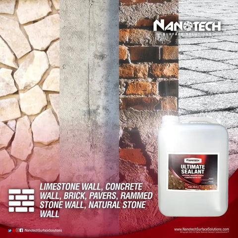 Ultimate Sealant Invisible Water Repellent Coating for Concrete and Masonry Porous Surfaces SiO2 Nano Based 1 Gal visible