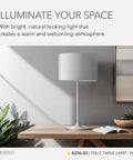 Table Lamp With Scratch Proof And Corrosion Resistant Body Matte White In A Scandinavian Inspired Tulip Design With A Striped Shade