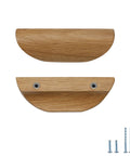 Oak Wood Oblique Angle 4.41 Inch Windbreaker Cabinet Door Handle In Antique Long Walnut Finish, set of 2 with screws, front and back view