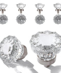 Crystal Cabinet Knobs Eight Pack Glass Pulls With Brushed Nickel Base for Kitchen Cabinets, Vintage Old Style Handles