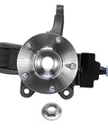 Front view of Front Left Steering Knuckle With Wheel Bearing Hub Assembly for 2010 2013 Ford Transit Connect Driver Side Replacement, OEM Grade.