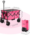 Pink All Terrain Folding Wagon Cart With Big Wheels Heavy Duty Collapsible Utility Cart 225 Lb Capacity for Outdoor Hauling