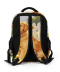 Back view of Red Mailbox Yard Pup Printed Backpack For Everyday Use, showing cushioned straps and breathable material