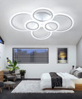 30.5 Inch Acrylic LED Ring Ceiling Light Fixture Dimmable Flush Mount Chandelier in a modern living room setting